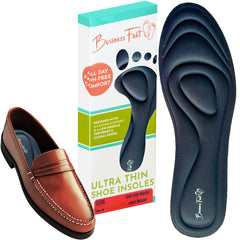 Sleek! Ultra Thin Insoles Lightweight Cushioning Designed by Business Feet® for Minimal Crowding in Dress Shoes & Casual Shoes. Shoe Inserts & Insoles for Women & Men. Memory Foam Shoe Pads Plantillas