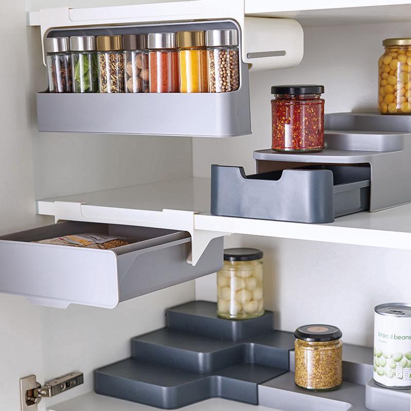 Kitchen Self-Adhesive Under Cabinet Pull-out Spice Drawer